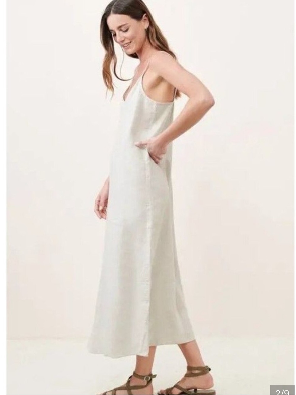 Jenni Kayne Breeze Linen Slip Dress in Light Beige